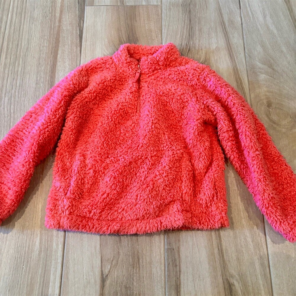 GAP Kids Jacket Girls Size M Pink Sherpa Fleece Half-Zip Pullover Mock